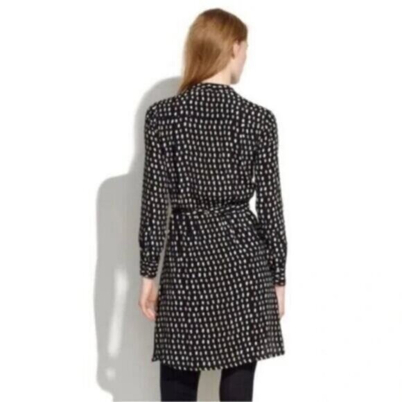 Madewell Paint Dot Shirt Dress Womens Size XS Black/Cream/Peach - Picture 3 of 7